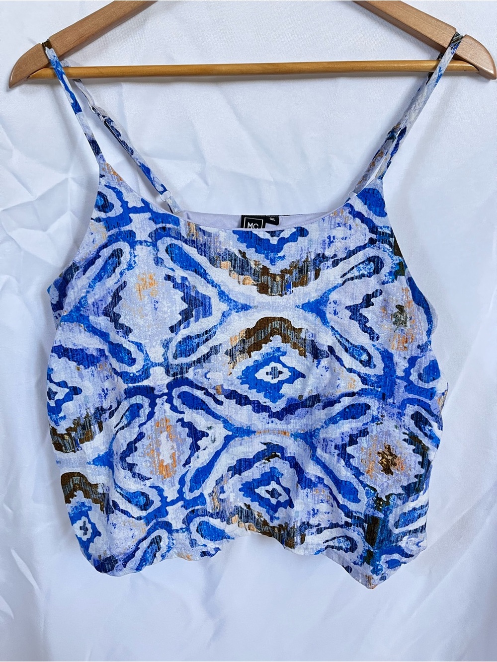 MC Blue Abstract Print Cropped Camisole